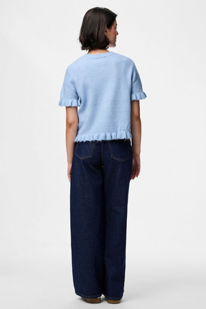 Lydia Frill Knit Cardigan - Cashmere Blue