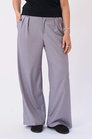 Paloma Pinstripe Pants - Taupe