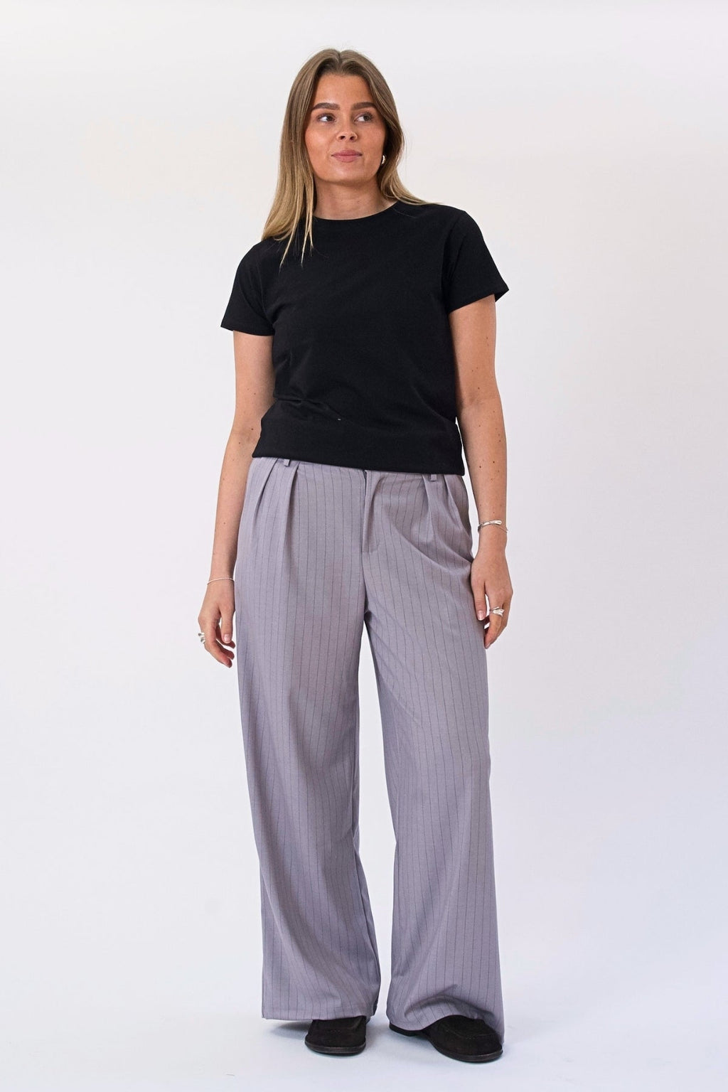 Paloma Pinstripe Pants - Taupe