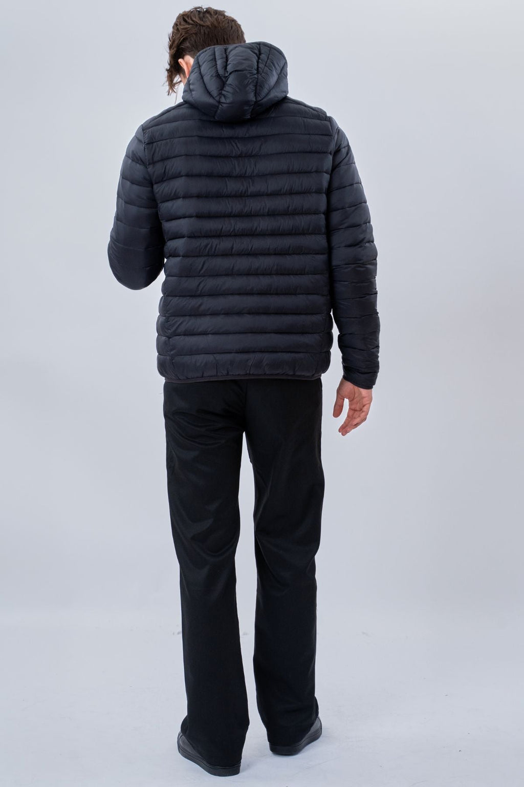 Hooded Light Puffer Jacket - Black