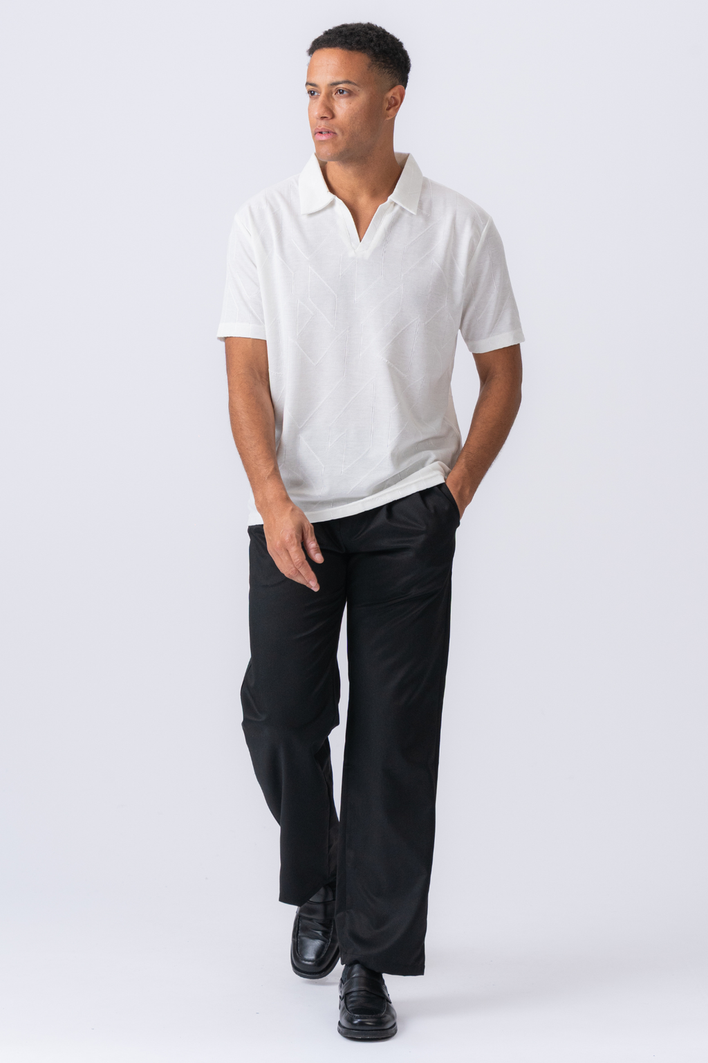 Atlas Textured Polo - White