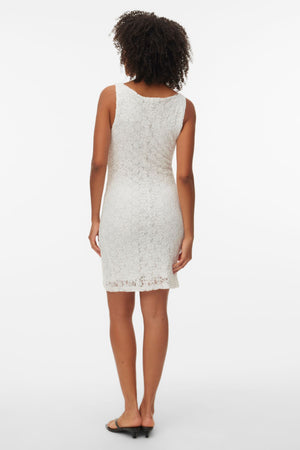Dolly Boat Neck Short Dress - Snow White