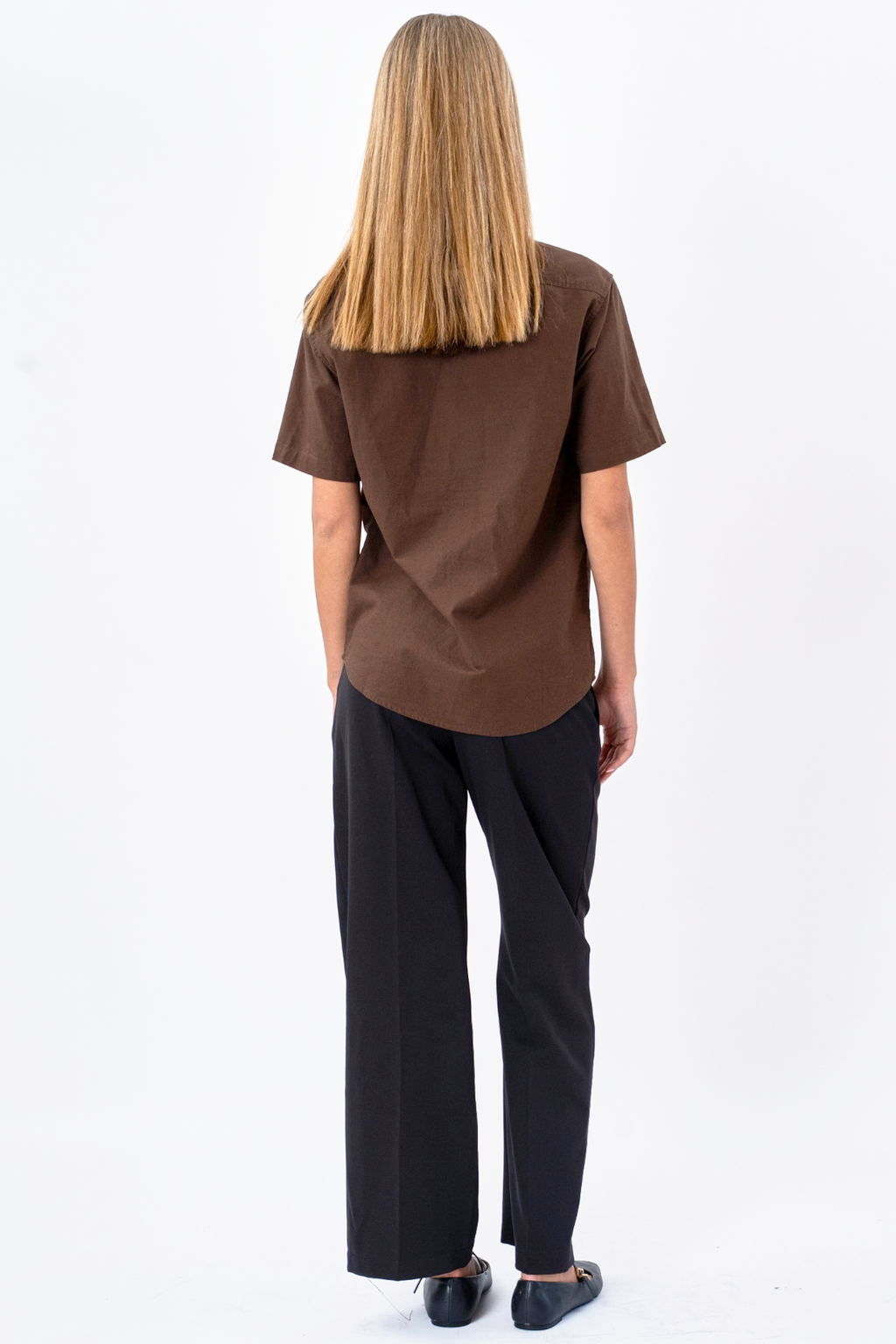 Short Sleeve Linen Shirt - Brown