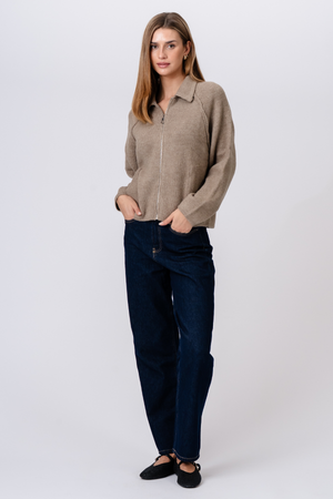 Selma Knit Zipper - Beige