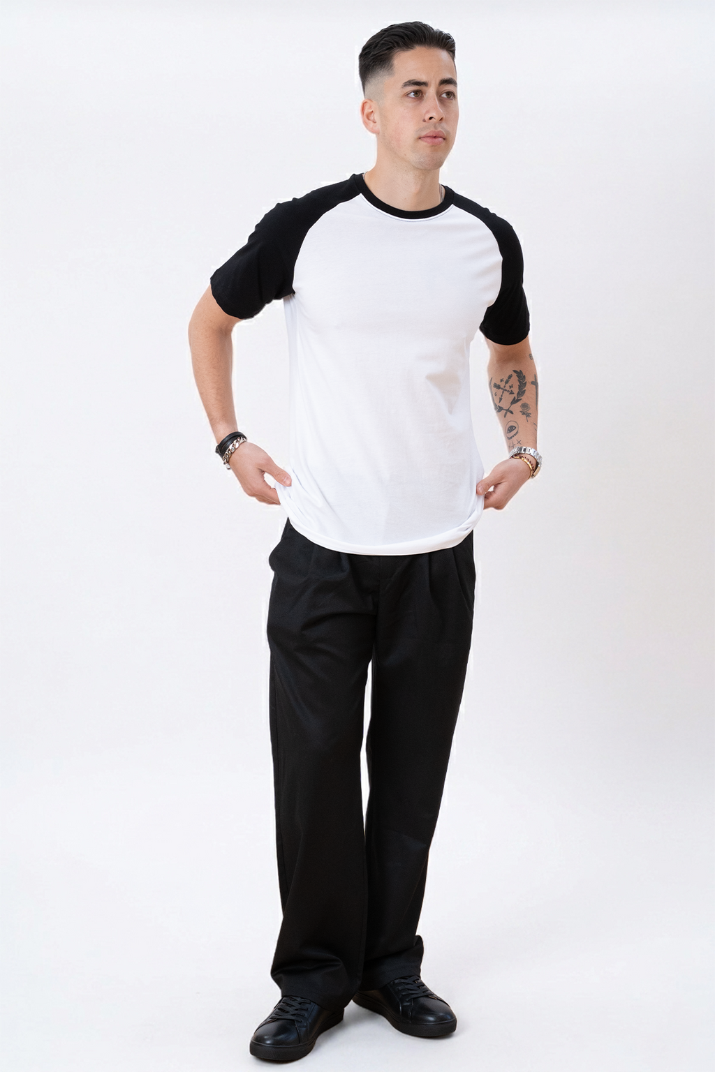 Basic Tričko Raglan - čiernobiele