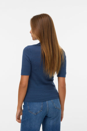 Limone Scallop Poloneck - Dark Denim