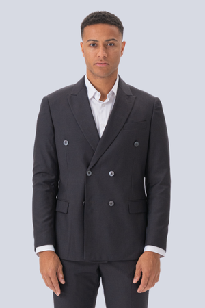 Premium Double-breasted Blazer - Grey-brown
