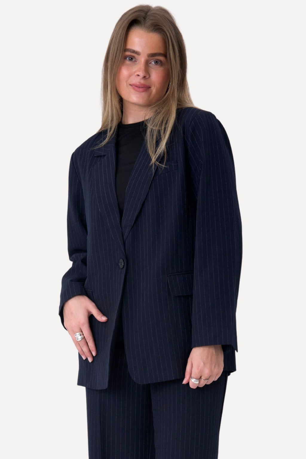 Oversized Blazer - Navy Pinstripe
