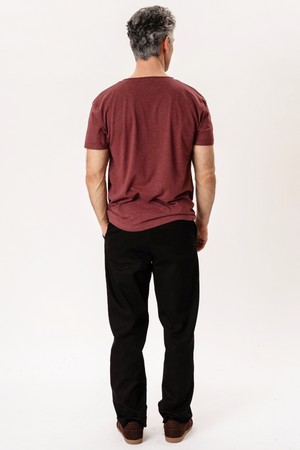 Deep Round Neck - Mottled Red
