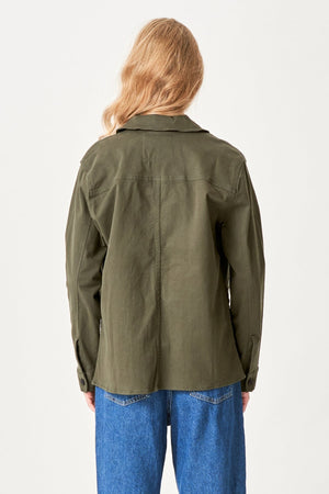 Twill Shacket - Dark Olive
