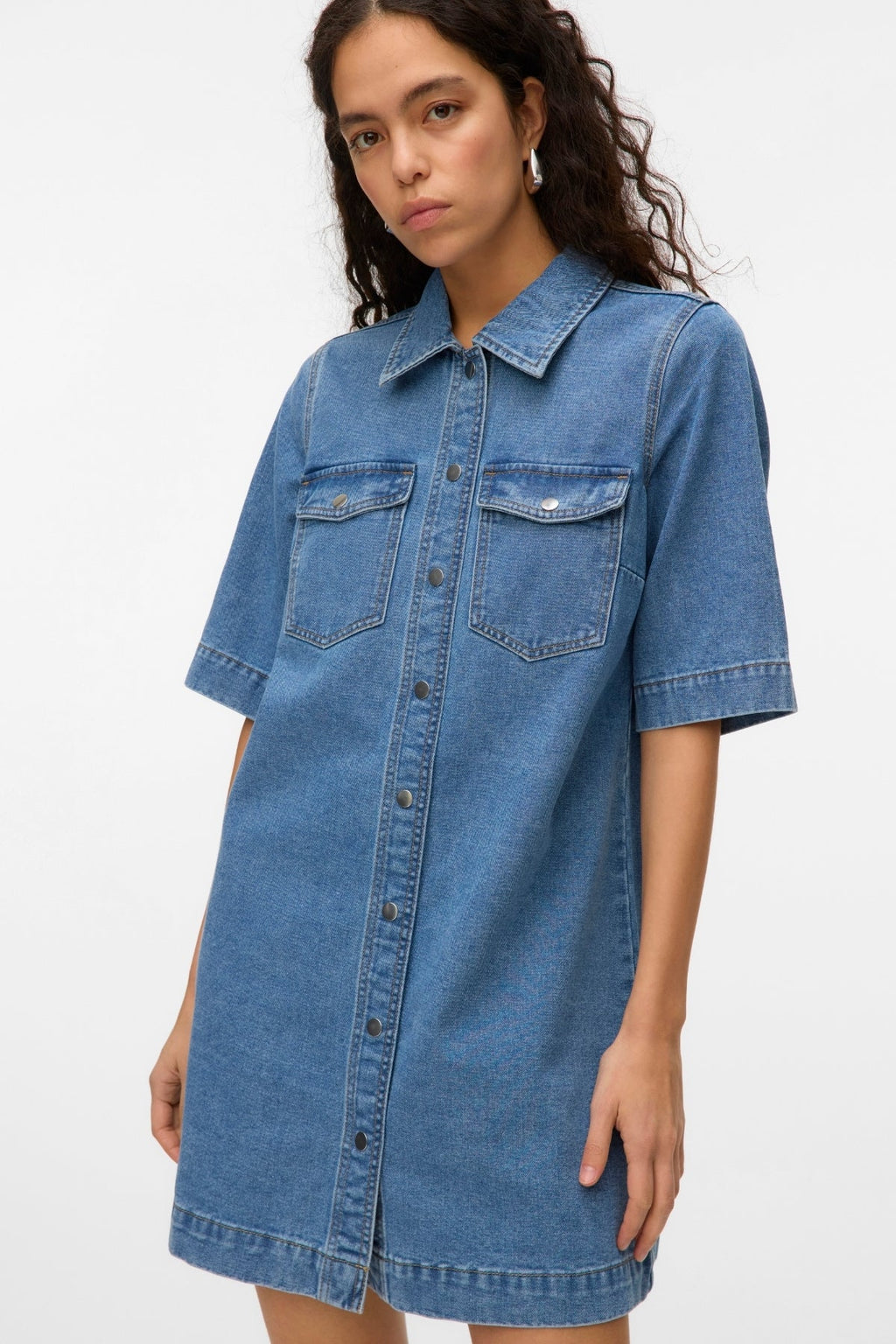 Gúna Denim Gearr Fenja - Denim Gorm Meánach