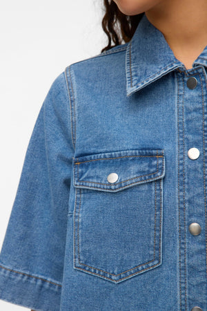 Gúna Denim Gearr Fenja - Denim Gorm Meánach