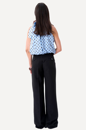 Wilma Top - Light Blue/Brown Dots