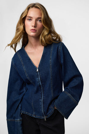 Flora Denim Shirt - Dark Blue Denim